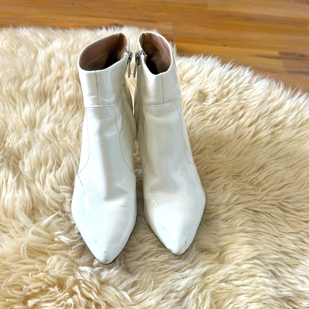 SAM EDELMAN White Patent Leather Stiletto Bootie sz 8.5